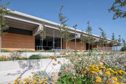 Museum with coloured-concrete walls