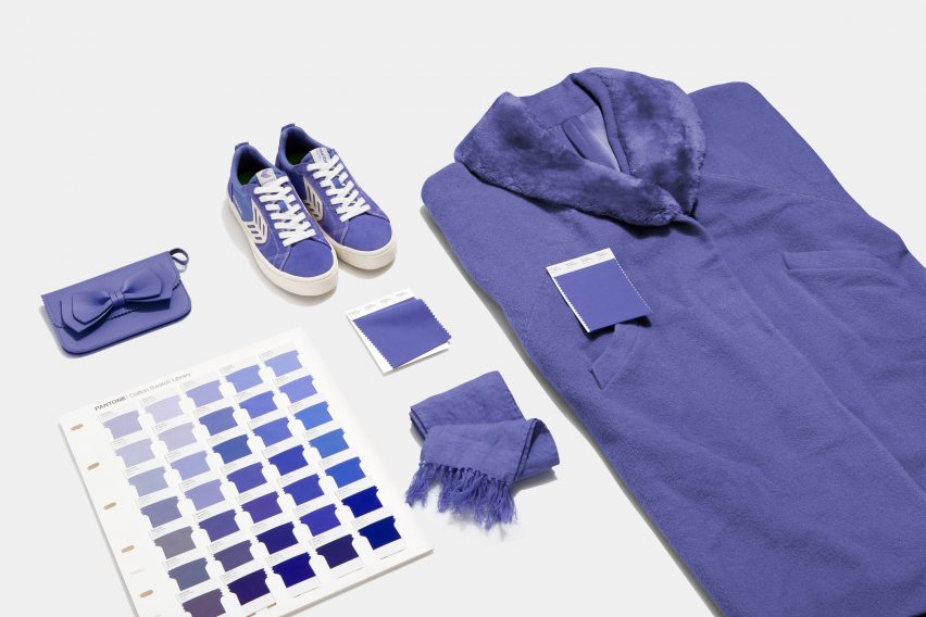 Clothes and trainers in Very Peri blue colour