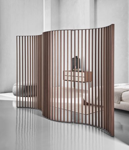 A photograph of the Gamen wooden room divider by Porado