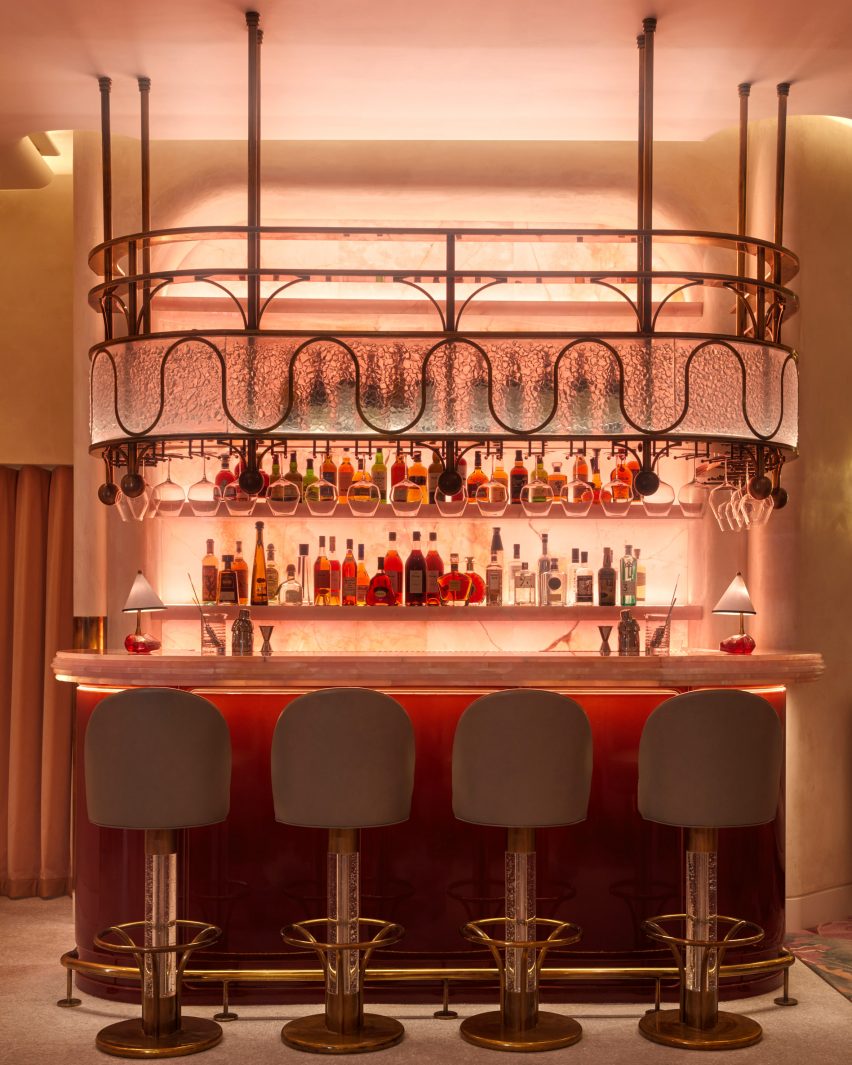 Interior of The Red Room bar in The Connaught hotel, London