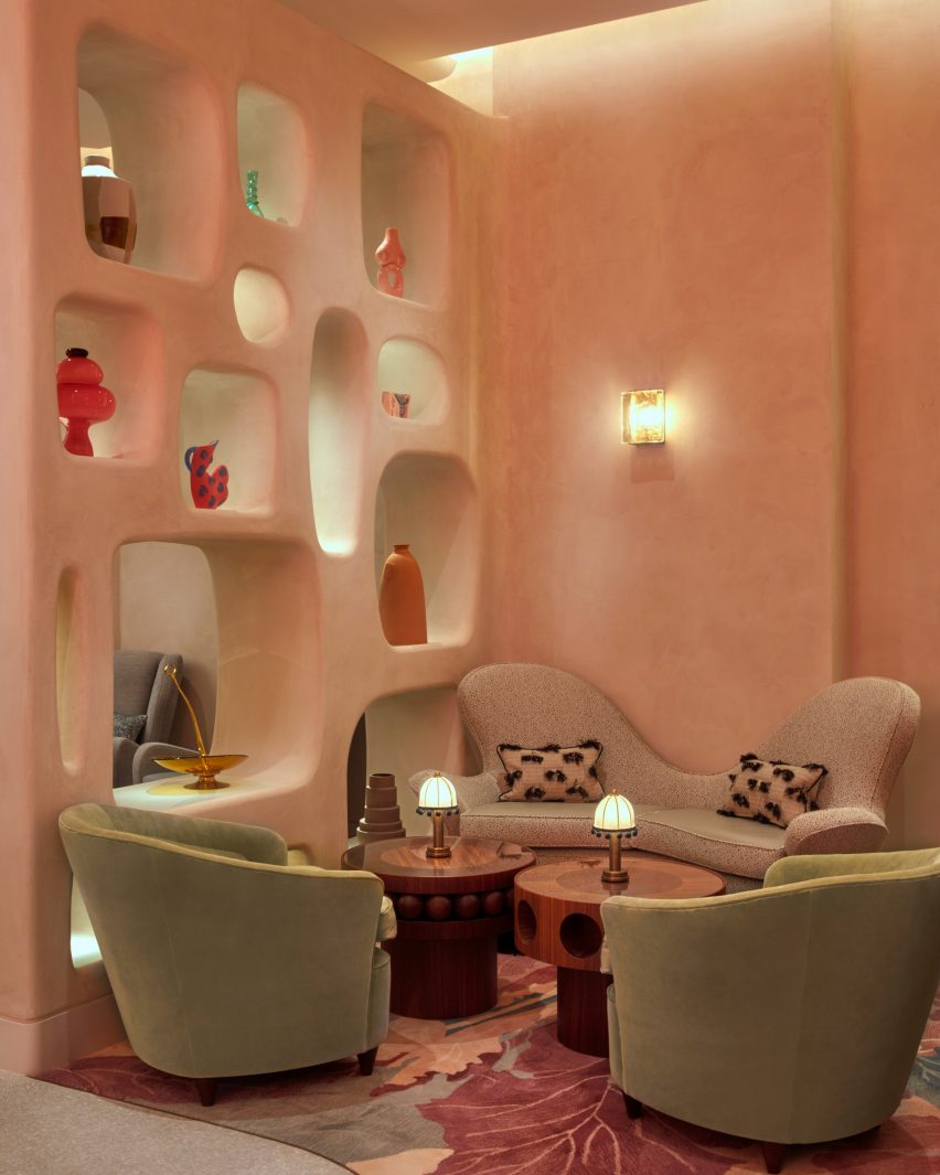 Interior of The Red Room bar in The Connaught hotel, London