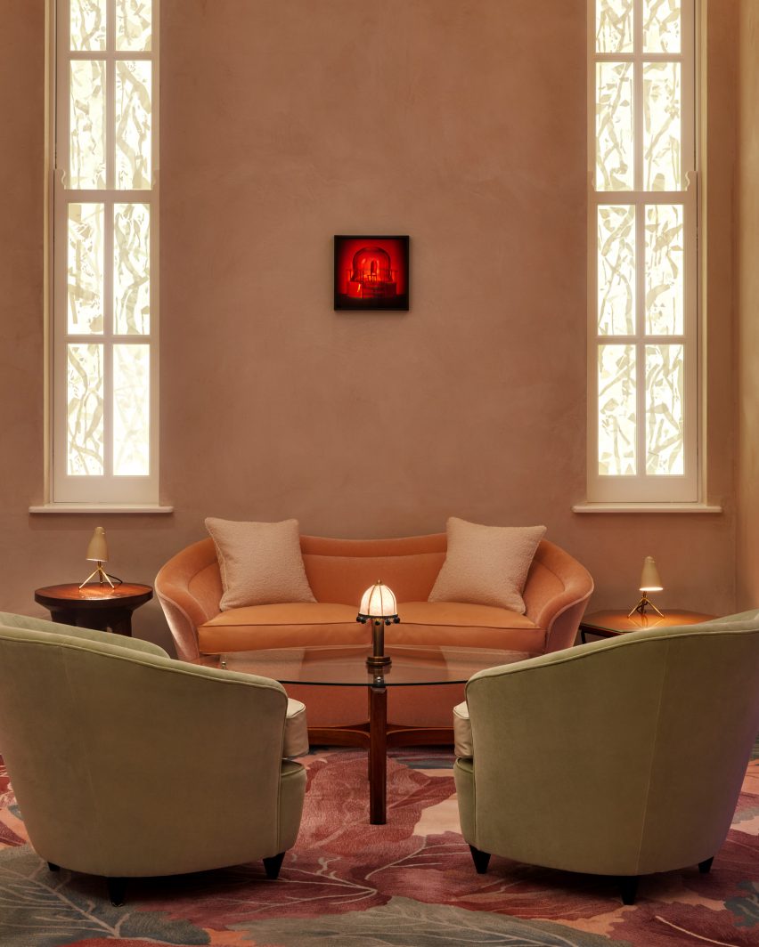 Interior of The Red Room bar in The Connaught hotel, London