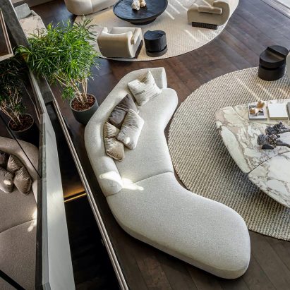 Repose sofa by OKHA via Twentieth gallery