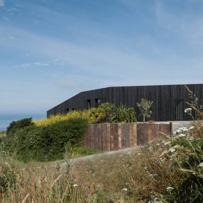 The home is built on a hillside