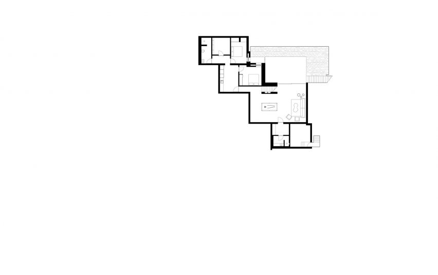 Lower level plan of Paros House