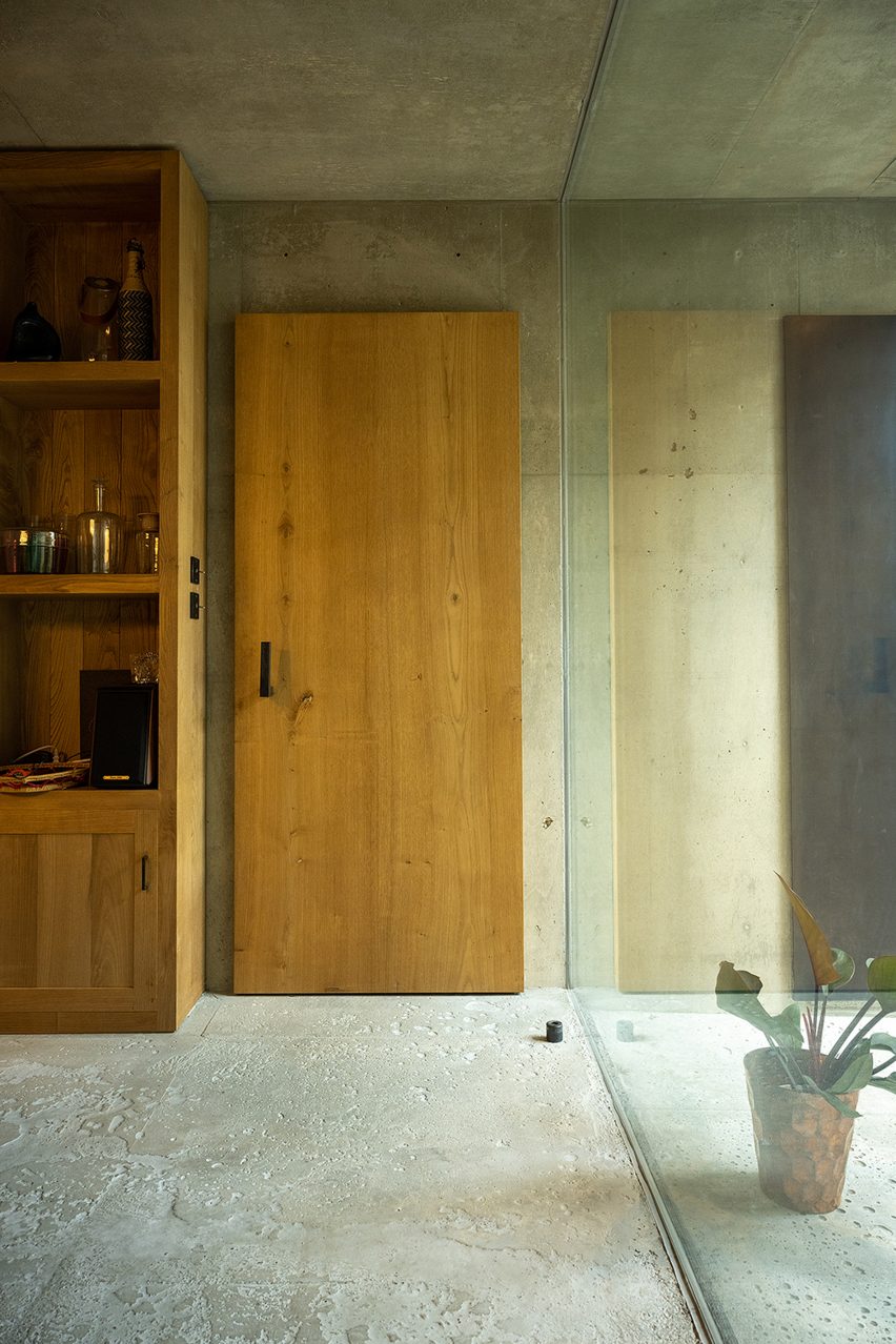 Wooden door inside Takamine-cho House