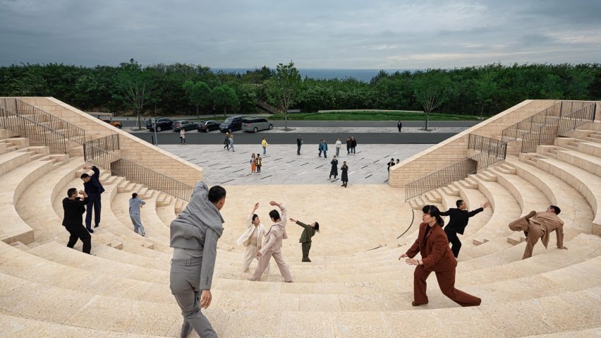 Actors on stone amphitheatre steps
