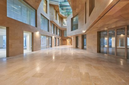 Stone-clad lobby