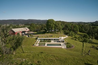 Aerial view of underground house