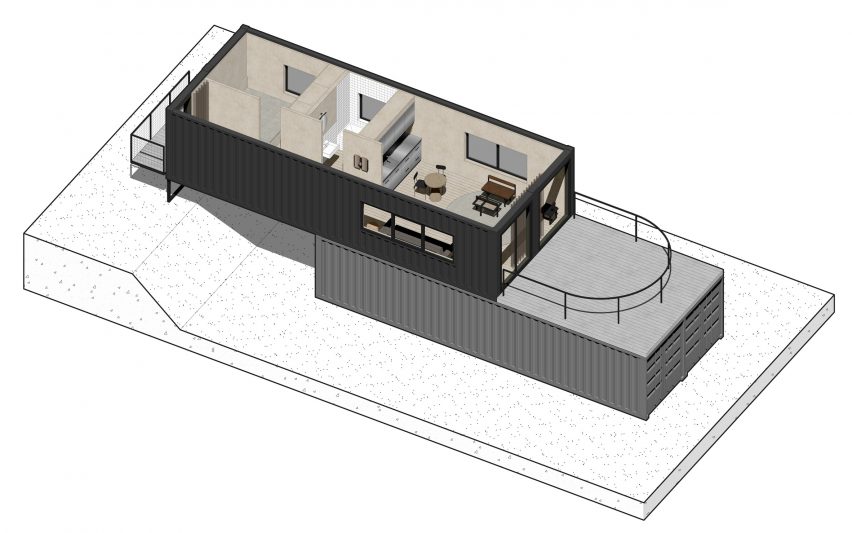 Axonometric drawing of Portable Home by Wiercinski Studio