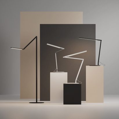 A photograph of the Z-Bar Gen 4 floor lamp and three desk lamps