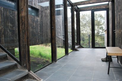 Wooden volume in cabin