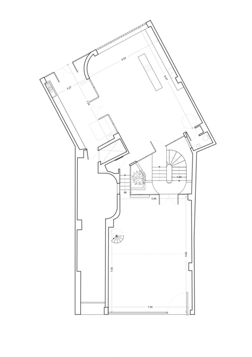 Plan of the ground-floor event space at 10AM Lofts Athens