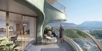 Render of apartment at 1700 Alberni by Heatherwick Studio