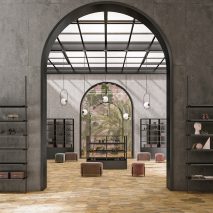 Ceramiche Refin’s Cortina tiles aim to “transfer the charm of mountain chalets to interior environments”