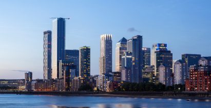 Canary Wharf skyline with Cuba Street