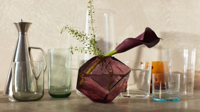 A photograph of colourful handmade glassware by SGHR Sugahara