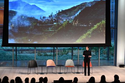 A photograph of a talk taking place as part of The World Around in New York 2020
