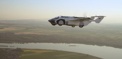 AirCar flies over fields in Slovakia