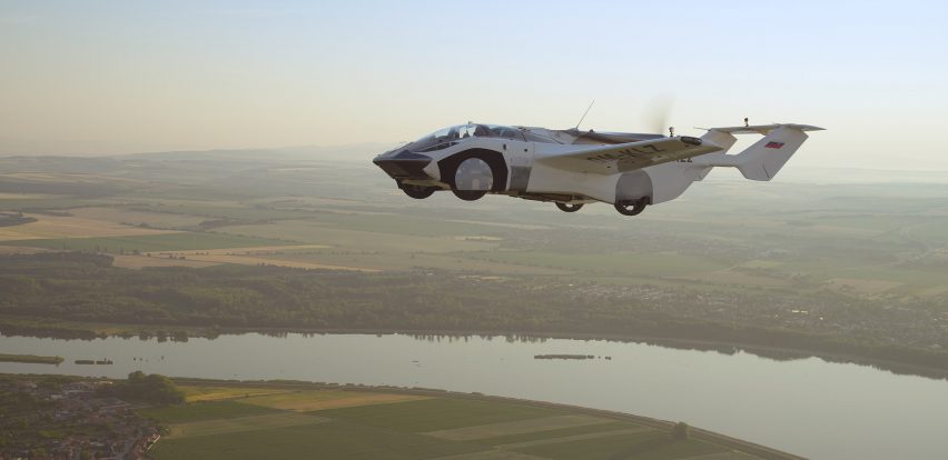 AirCar flies over fields in Slovakia