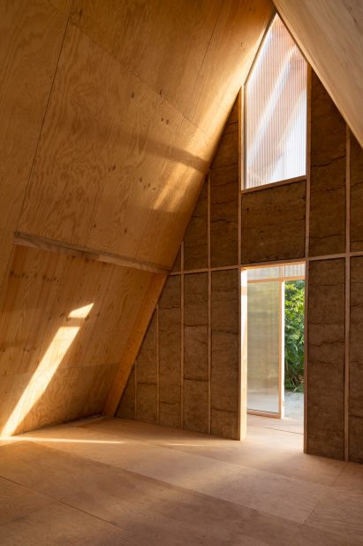 Plywood-lined shelter