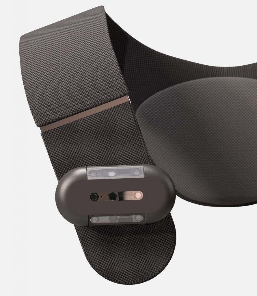 Biped's black shoulder harness for visually impaired people