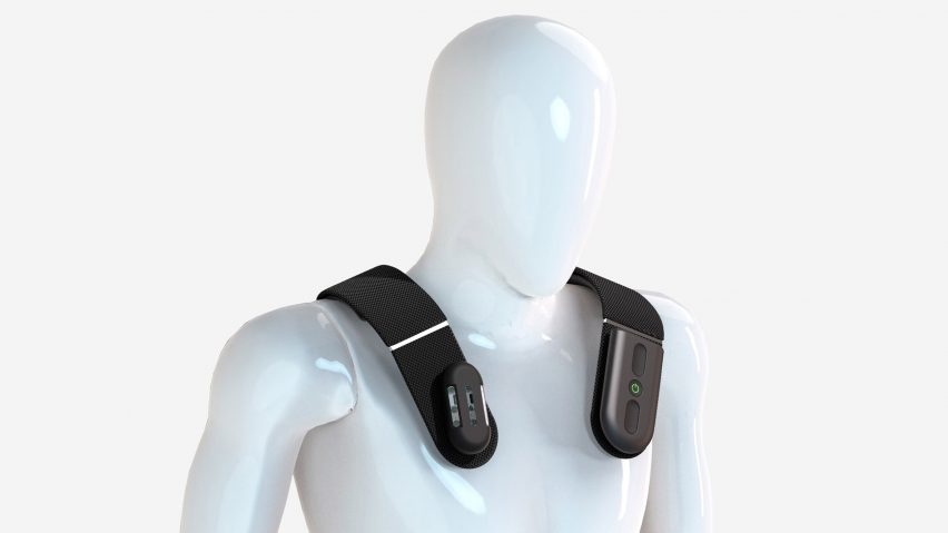 A black smart harness on a model