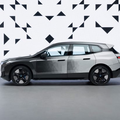 BMW iX Flow colour-changing concept car is half black and half white