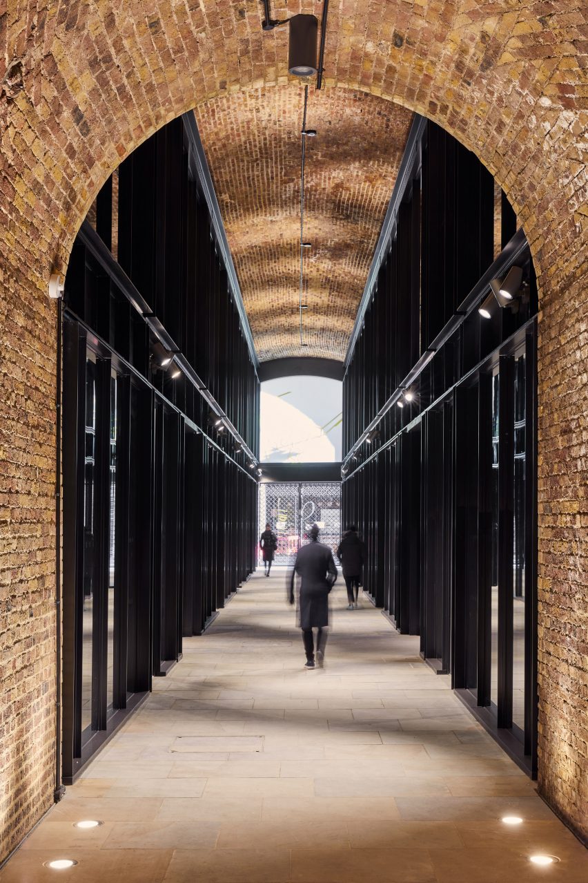 Brick-lined arcade