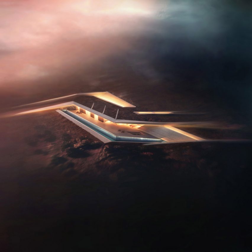 Night render of Casa Katana by KRAK Architects
