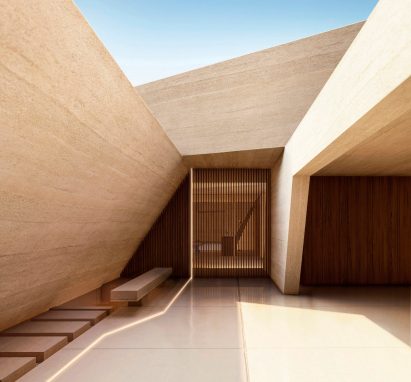 Render of underground concrete house