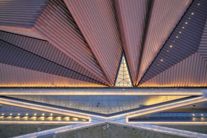 Weathering steel panels on Datong Art Museum roof