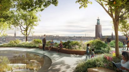 Railway park in Stockholm Central Station redevelopment by Foster + Partners and Marge Arkitekter