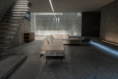A living room on the set of The Girl Before