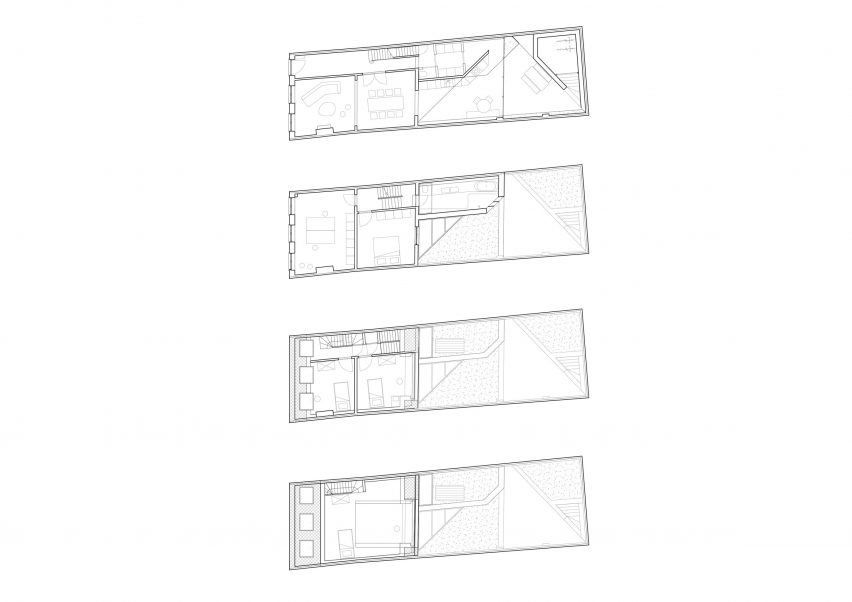 Plan drawings of House C-DF by Graux and Baeyens