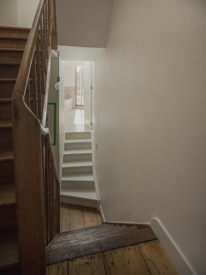 Original wooden staircase at House C-DF