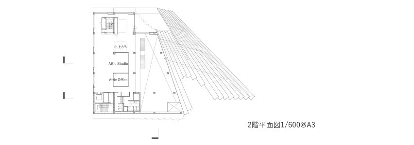 First floor plan of Hisao & Hiroko Taki Plaza by Kengo Kuma & Associates