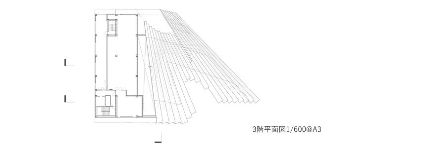 Second floor plan of Hisao & Hiroko Taki Plaza by Kengo Kuma & Associates