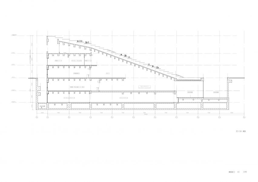 Section of Hisao & Hiroko Taki Plaza by Kengo Kuma & Associates