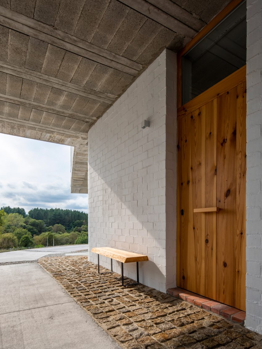 White-brick facade