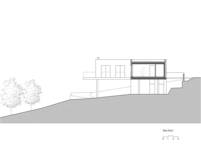Section of Hórreo House by Javier Sanjurjo and Ameneiros Rey