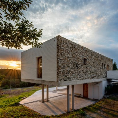 Stone facade of Hórreo House