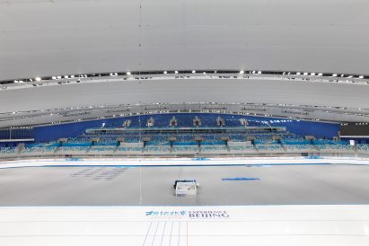 Ice skating rink at Ice Ribbon by Populous for Beijing 2022 Winter Olympics
