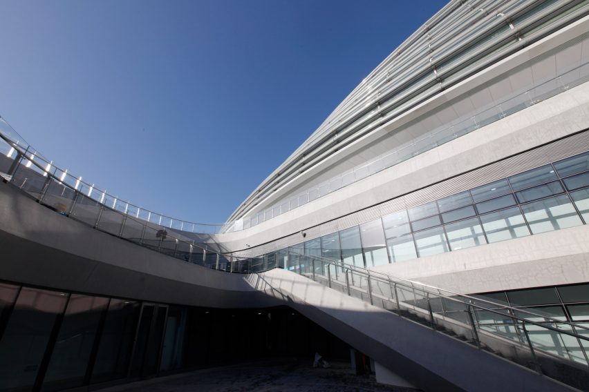 Entrance to Ice Ribbon by Populous for Beijing 2022 Winter Olympics