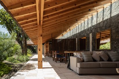 La Hacienda Jardin is made from wood and stone