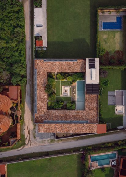 Bird's eye view of Mexican hacienda