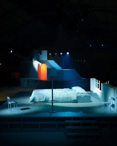 The venue was painted sky-blue
