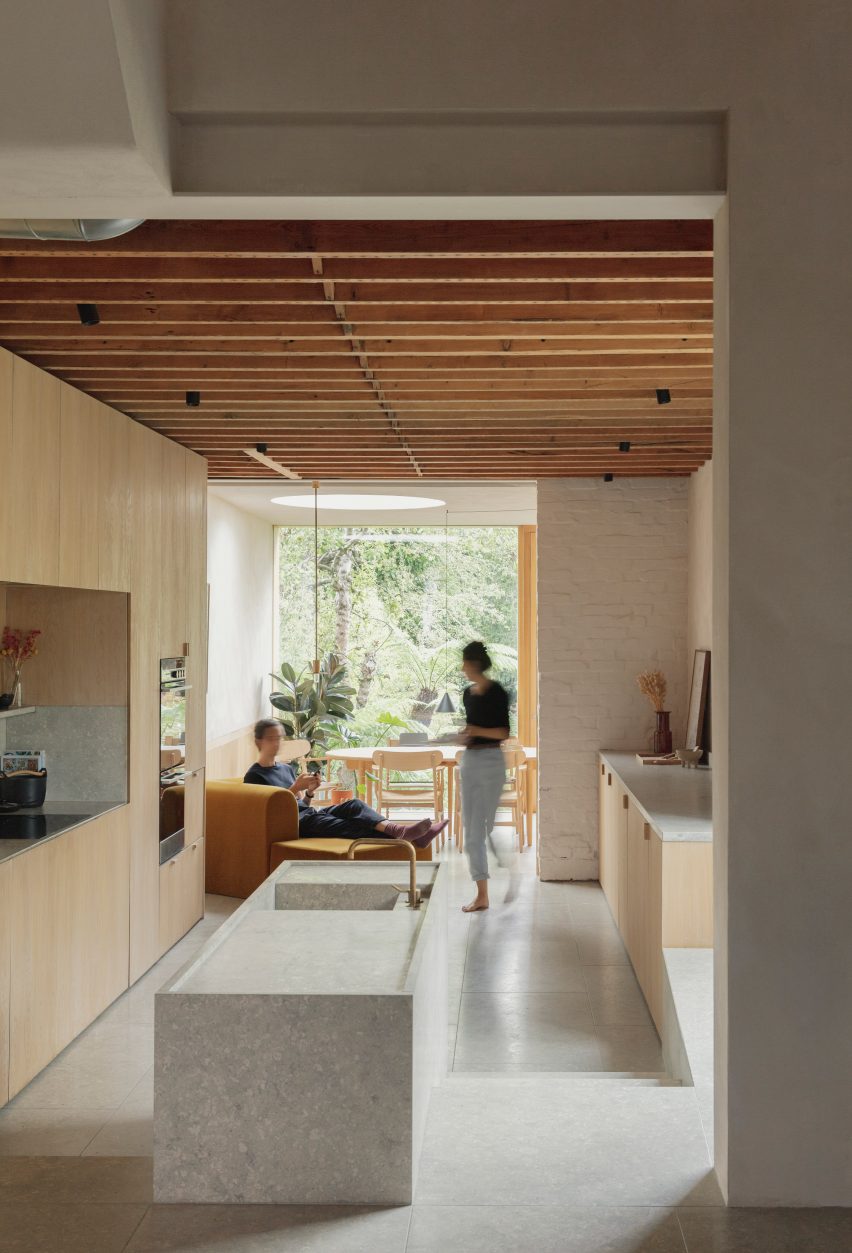 Kitchen inside Low Energy House designed by Architecture for London
