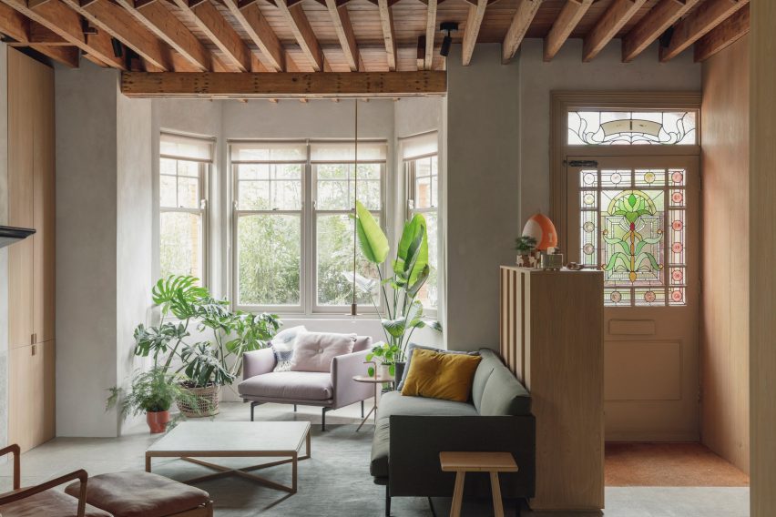 Living room inside Low Energy House designed by Architecture for London