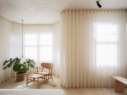 Bedroom inside Low Energy House designed by Architecture for London
